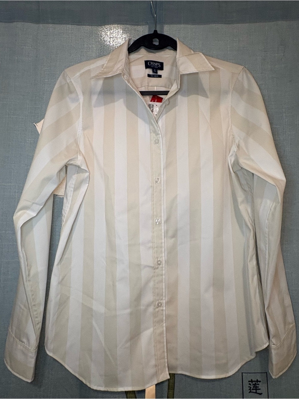 Chaps Navy and White Striped Shirt Jacket